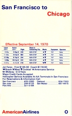 Image: pocket timetable: American Airlines, San Francisco / Chicago