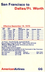 Image: pocket timetable: American Airlines, San Francisco / Dallas