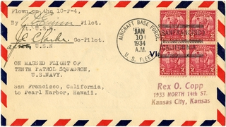 Image: airmail flight cover: Massed flight from San Francisco to Pearl Harbor, U.S. Navy, Tenth Patrol Squadron