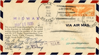 Image: airmail flight cover: Mass naval flight, Midway, May 11, 1935