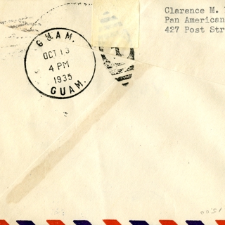 Image #2: airmail flight cover: Pan American Airways, Fourth Pacific survey flight, California - Guam route