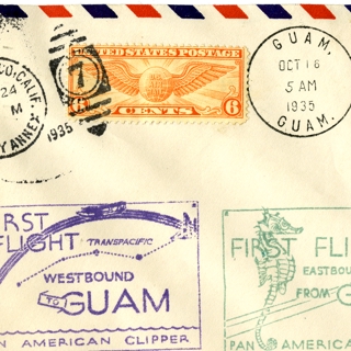 Image #1: airmail flight cover: Pan American Airways, Fourth Pacific survey flight, California - Guam route