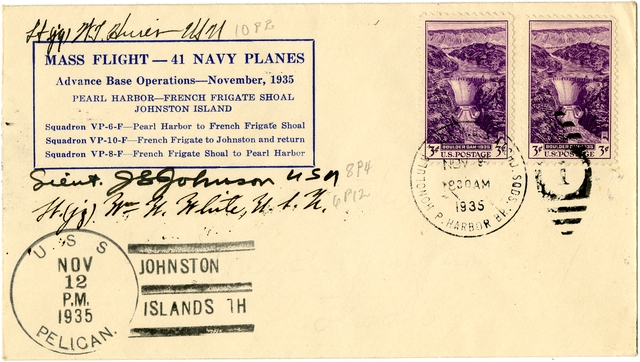 Airmail flight cover: Mass naval flight, November 1935