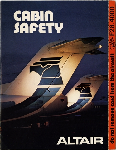 Safety information card: Altair Airlines, Fokker F.28-4000 Fellowship