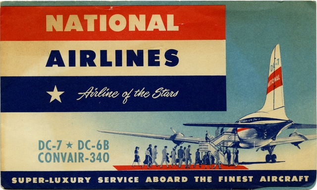 Ticket jacket and ticket: National Airlines