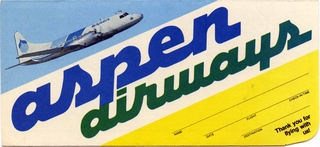 ticket jacket and ticket receipt: Aspen Airways