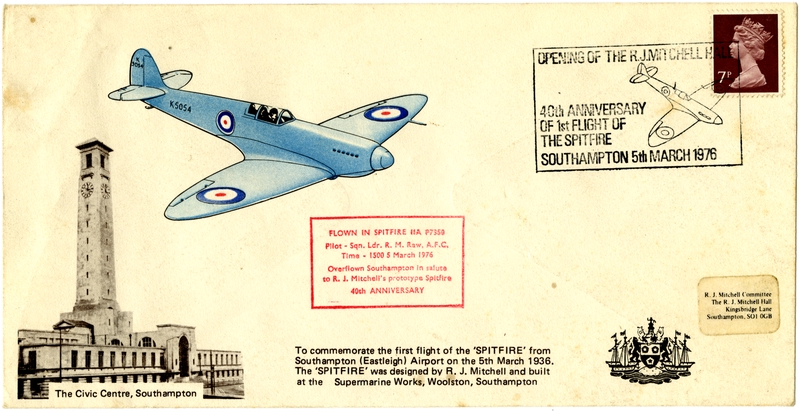 Image: airmail flight cover: Spitfire, 40th Anniversary of first flight