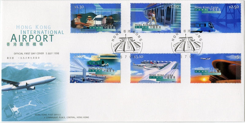 Image: airmail flight cover: Hong Kong International Airport, Opening Day