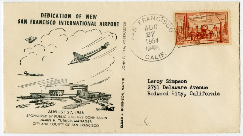 Image: airmail flight cover: Dedication of San Francisco International Airport (SFO), Terminal Building