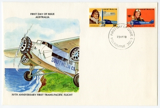 Image: airmail flight cover: Australia First Transpacific Flight, 50th Anniversary