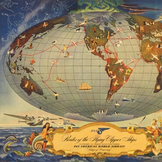 Image #1: poster: Pan American World Airways, Routes of the Flying Clipper Ships