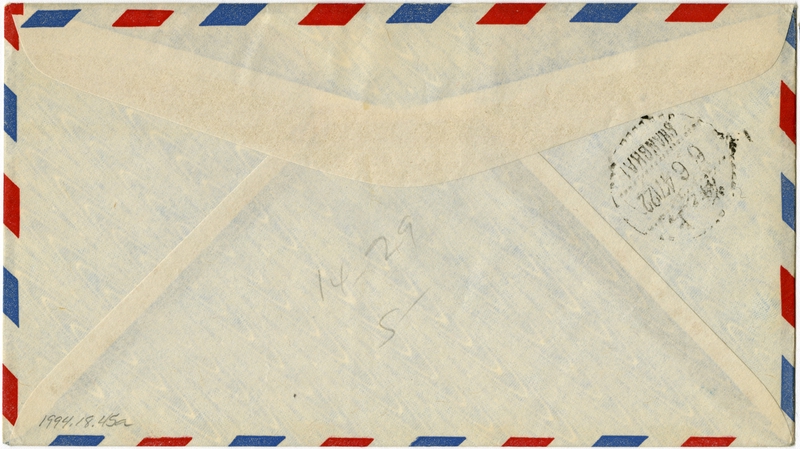Image: airmail flight cover: Pan American World Airways, FAM-14, San Francisco - Shanghai route