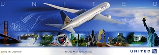poster: United Airlines, Boeing 787 Dreamliner