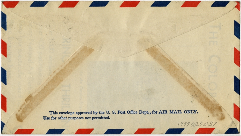 Image: airmail flight cover: first airmail flight, CAM-34, New York - Los Angeles route