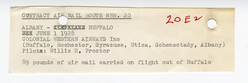 Image: airmail flight cover: First airmail flight, CAM-20, Albany - Buffalo route