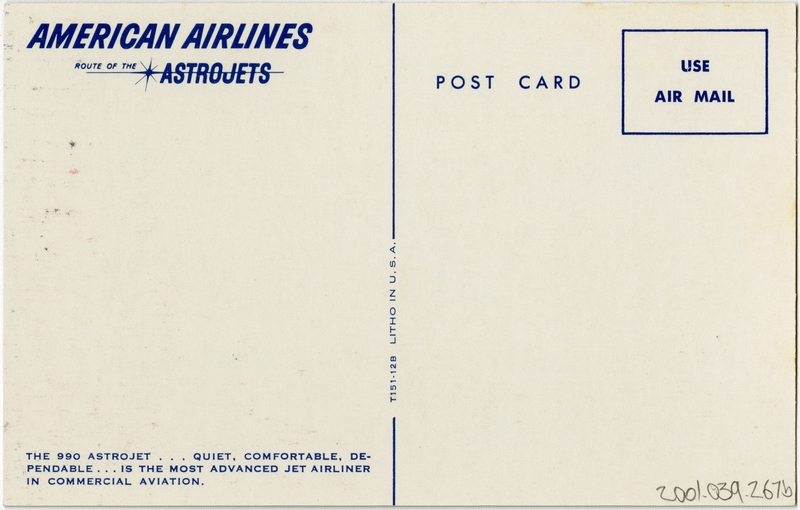 Image: flight information packet: American Airlines, Boeing 707 Astrojet