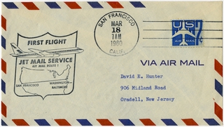 Image: airmail flight cover: United Air Lines, first jet mail service, AM-1