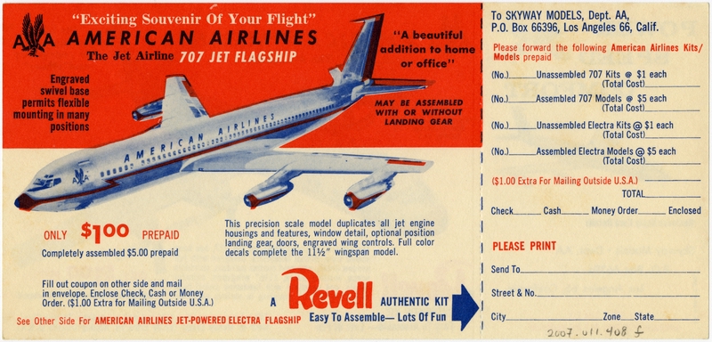 Image: flight information packet: American Airlines, Boeing 707