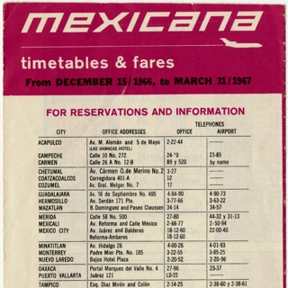 Image #2: timetable: Mexicana Airlines