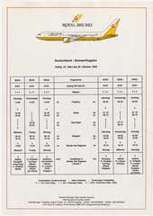 Image: timetable: Royal Brunei Airlines