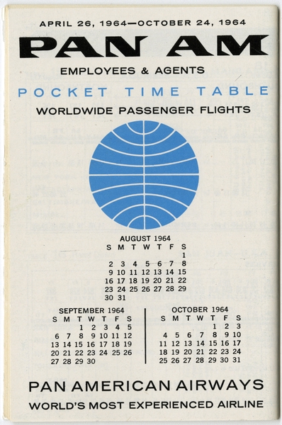 Image: timetable: Pan American World Airways, employee pocket schedule