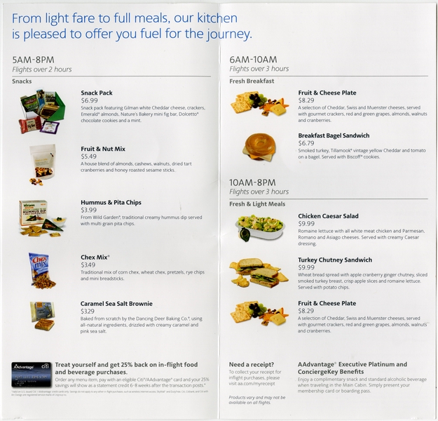 Image: menu: American Airlines
