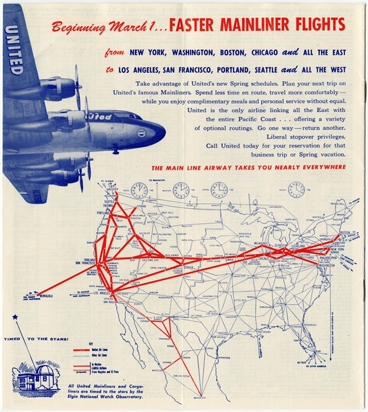 Image: timetable: United Air Lines, spring schedule