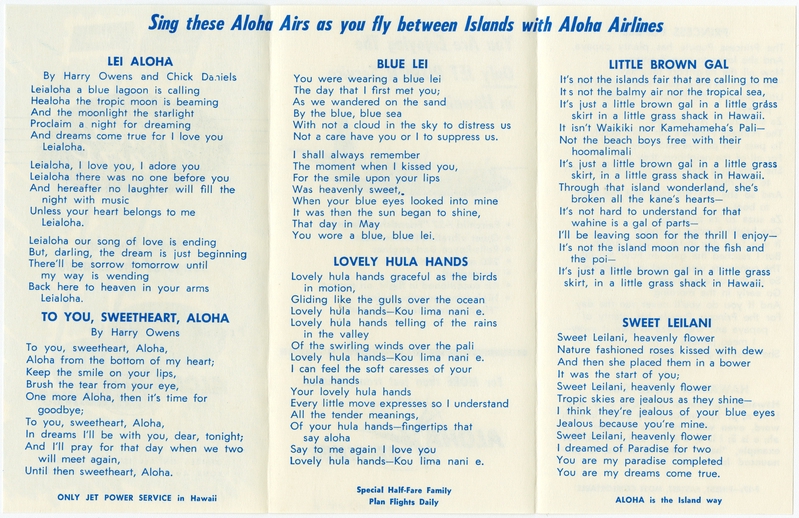 Image: flight information packet: Aloha Airlines