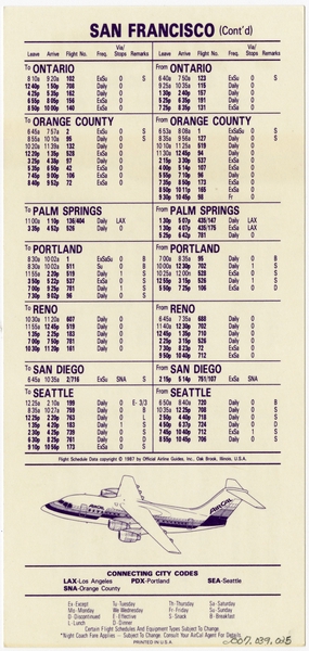 Image: timetable: AirCal, quick reference, San Francisco