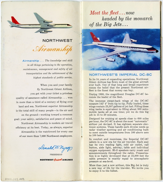 Image: flight information booklet: Northwest Orient Airlines
