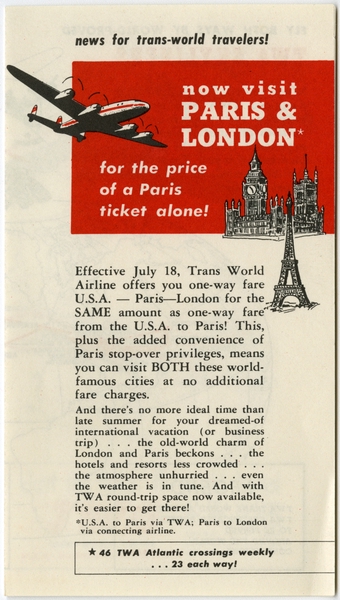 Image: flight information packet: TWA (Trans World Airlines)