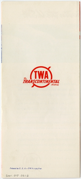 Image: flight information packet: Transcontinental & Western Air (TWA), Douglas DC-3