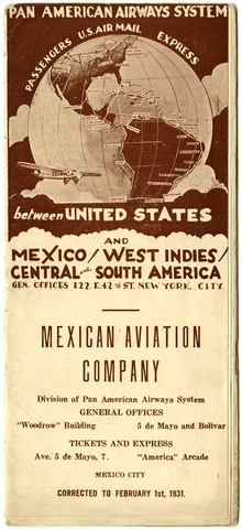 Timetable: Mexican Aviation Company, Pan American Airways System
