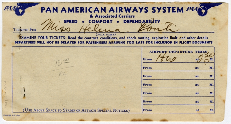 Image: ticket: Pan American World Airways