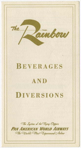 Image: menu: Pan American World Airways, Rainbow (Economy) Class