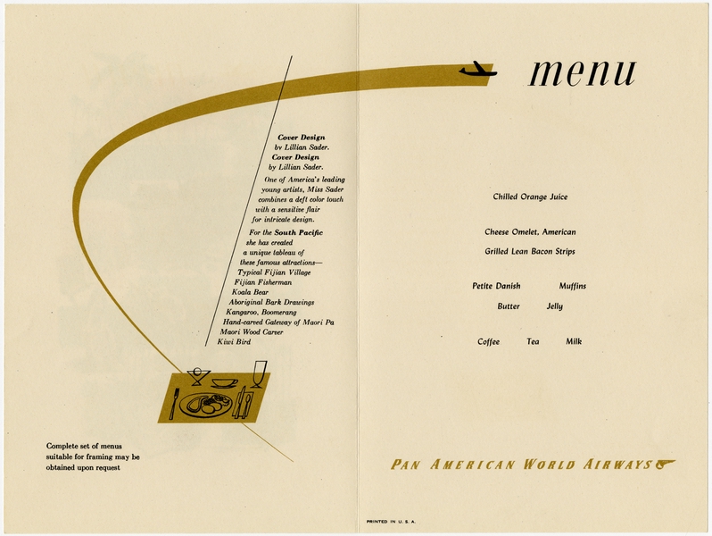 Image: menu: Pan American World Airways