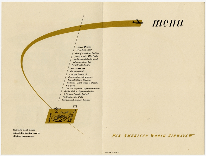 Image: menu: Pan American World Airways