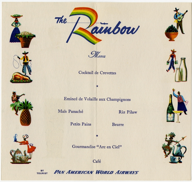 Image: menu: Pan American World Airways, Rainbow (Economy) Class