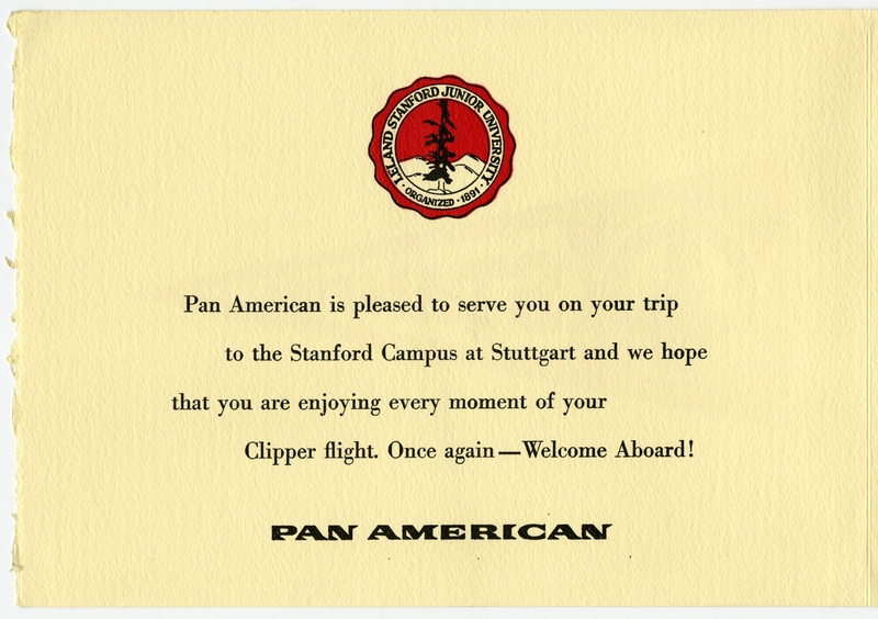 Image: menu: Pan American World Airways