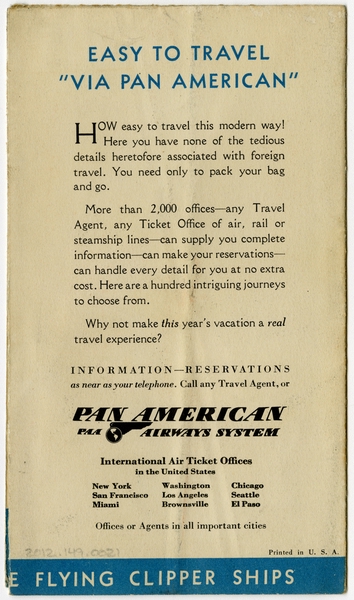 brochure: Pan American Airways System, South America
