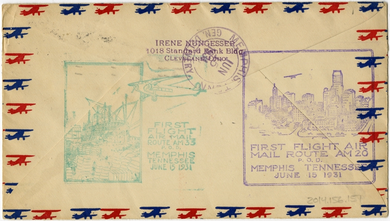 Image: airmail flight cover: AM-20, Fort Worth - Memphis route