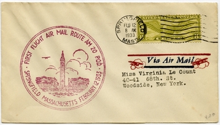 Image: airmail flight cover: AM-20, Springfield, Massachusetts