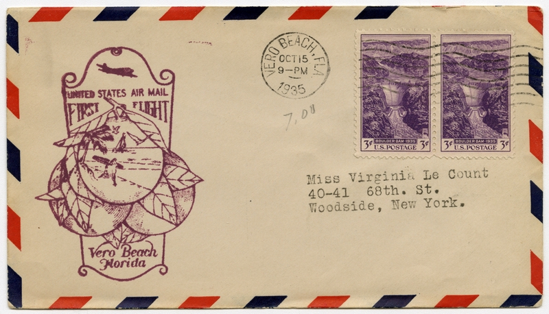 Image: airmail flight cover: Vero Beach, Florida