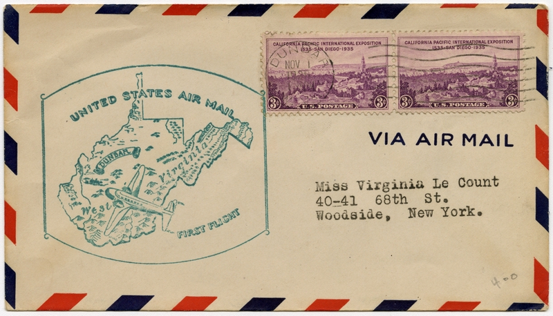 Image: airmail flight cover: Dunbar, West Virginia