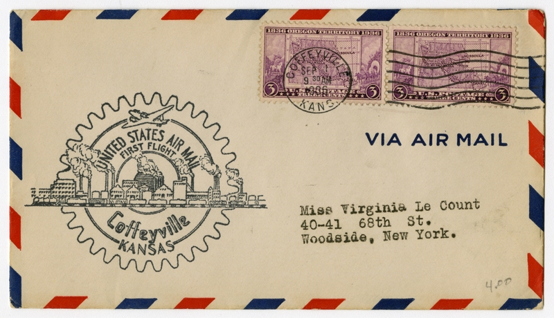 Image: airmail flight cover: Coffeyville, Kansas