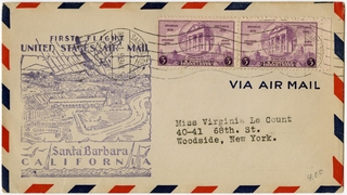 Image: airmail flight cover: Santa Barbara, California