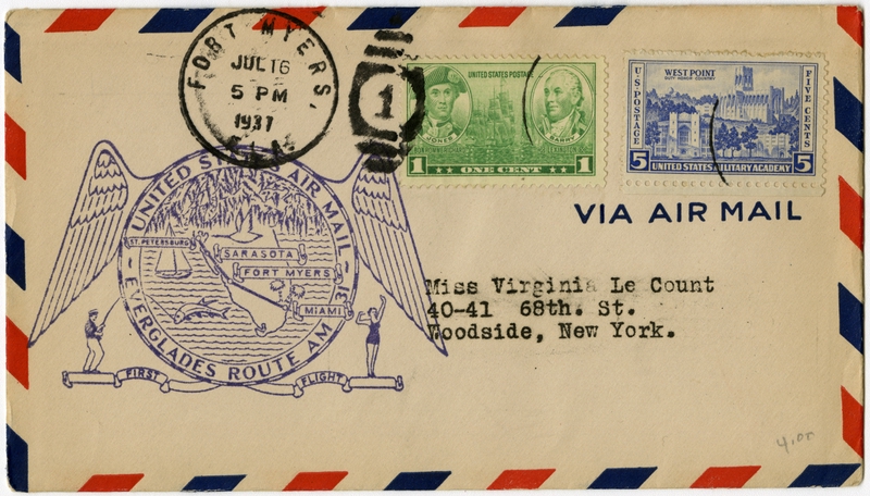 Image: airmail flight cover: AM-31, Everglades, Florida