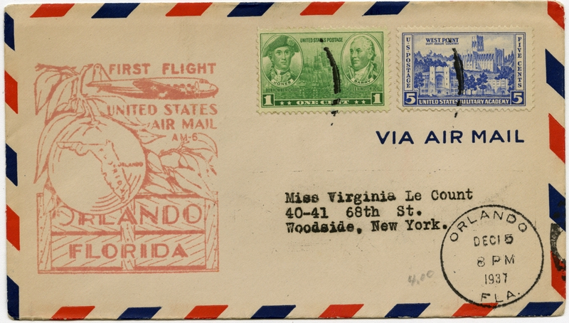 Image: airmail flight cover: AM-6, Orlando, Florida