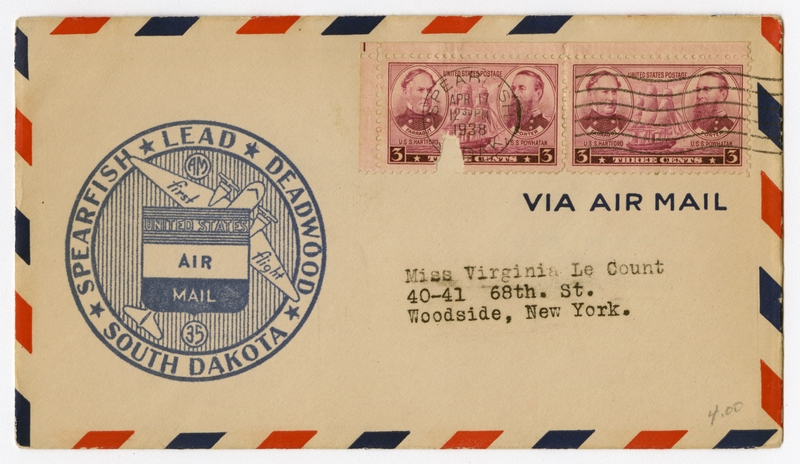 Image: airmail flight cover: AM-35, Deadwood, South Dakota