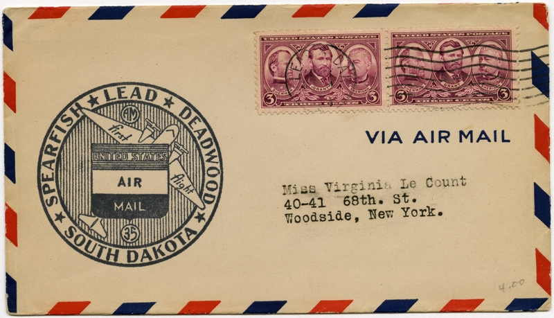 Image: airmail flight cover: AM-35, Deadwood, South Dakota